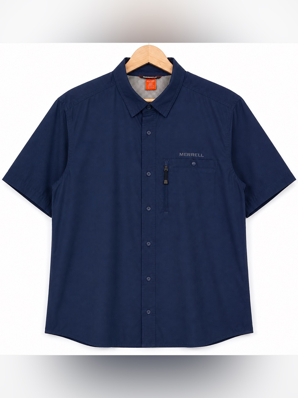 Merrell Tech Ripstop Hiking Fishing Travel Shirt XL Navy‎ Vented Quick Dry